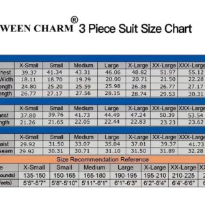 WEEN CHARM Men's Slim Fit 3 Piece Tuxedo Suit One Button Shawl Lapel Blazer Jacket Vest Pants Set Blue