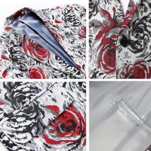 MAGE MALE Men's Floral Blazer Two Button Dress Party Suit Jacket Notched Lapel Slim Fit Stylish Top