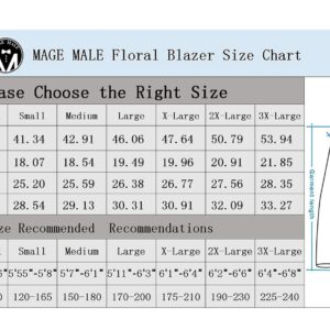 MAGE MALE Men's Floral Blazer Two Button Dress Party Suit Jacket Notched Lapel Slim Fit Stylish Top