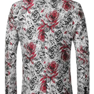 MAGE MALE Men's Floral Blazer Two Button Dress Party Suit Jacket Notched Lapel Slim Fit Stylish Top