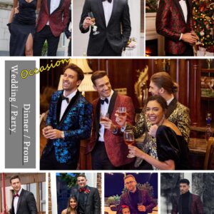 COOFANDY Mens Floral Tuxedo Jacket Paisley Shawl Lapel Suit Blazer Jacket for Dinner,Prom,Wedding Wine Red