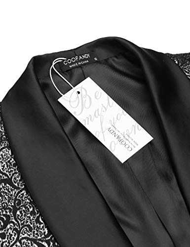 COOFANDY Mens Floral Tuxedo Jacket Dinner Jackets Blazers Paisley Shawl Lapel Formal Suit Jacket Slim Fit for Christmas Prom Party Silver