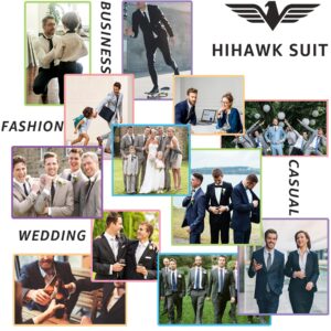 Hihawk Men's 3 Piece Slim Fit Solid Tuxedo with Stretch Fabric, One Button Shawl Collar Jacket Vest Pants with Bow Tie. Black Medium