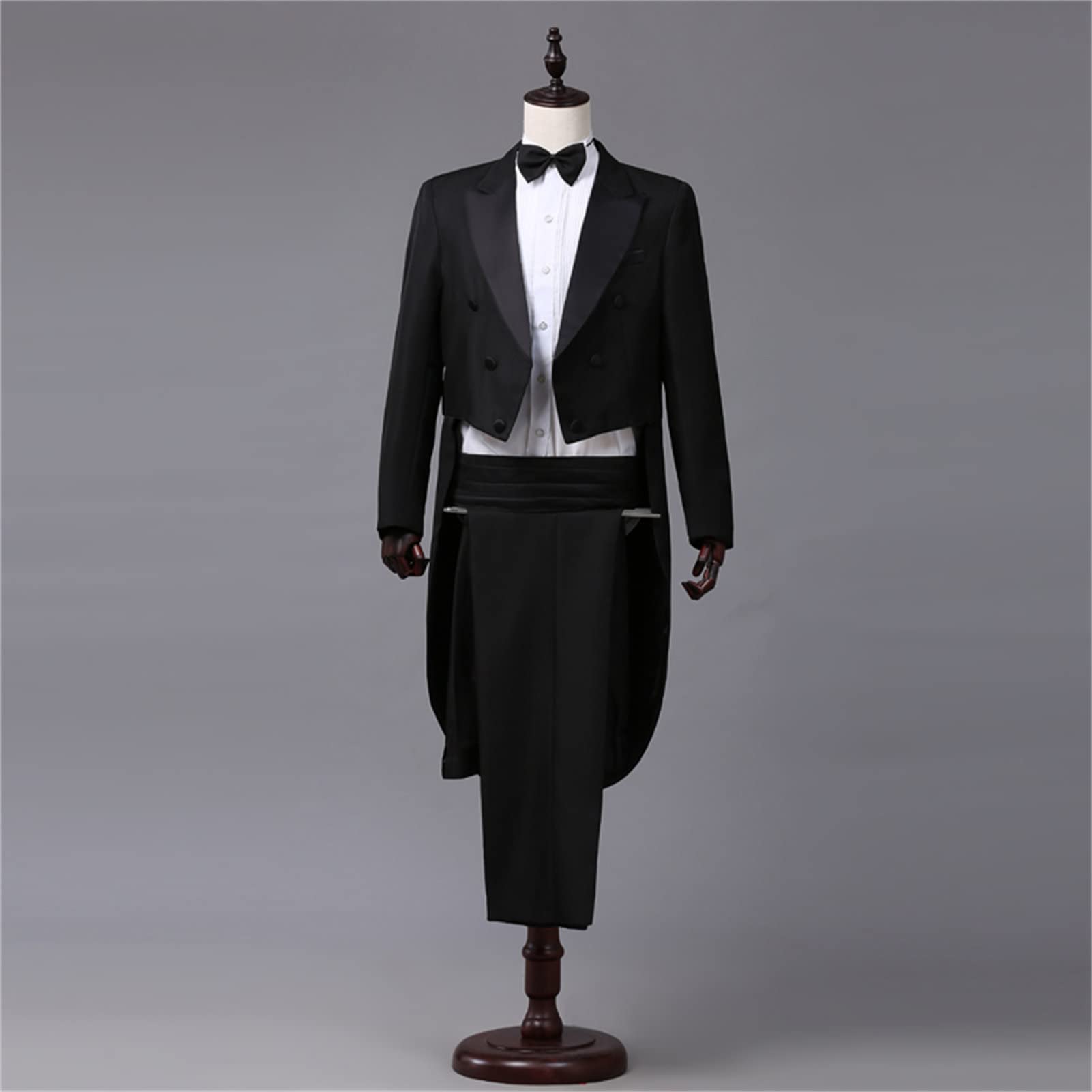 Men's 2 Piece Tuxedo Jacket Set Slim Fit Tailcoat Blazer & Pants Swallowtail Dinner Party Wedding Tux Dress Coat (Black 1,Medium)