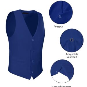 Wehilion Men's Suits 2 Pieces, Navy Blue Vest Pants Set for Men V-Neck Slim Fit Casual Waistcoat Suit nv-xs