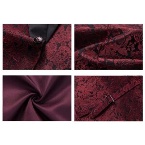 Mens Tuxedo Suits Slim Fit 3 Piece Formal Skinny Tuxedo Suit Set Shawl Lapel Paisley Suits Men for Wedding Prom Red