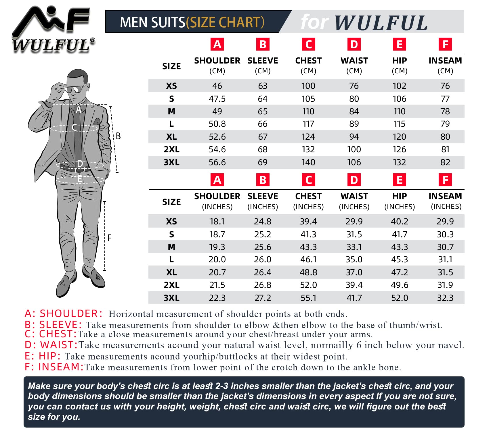 WULFUL Men’s Suit Slim Fit One Button 3-Piece Suit Blazer Dress Business Wedding Party Jacket Vest & Pants Wine Red