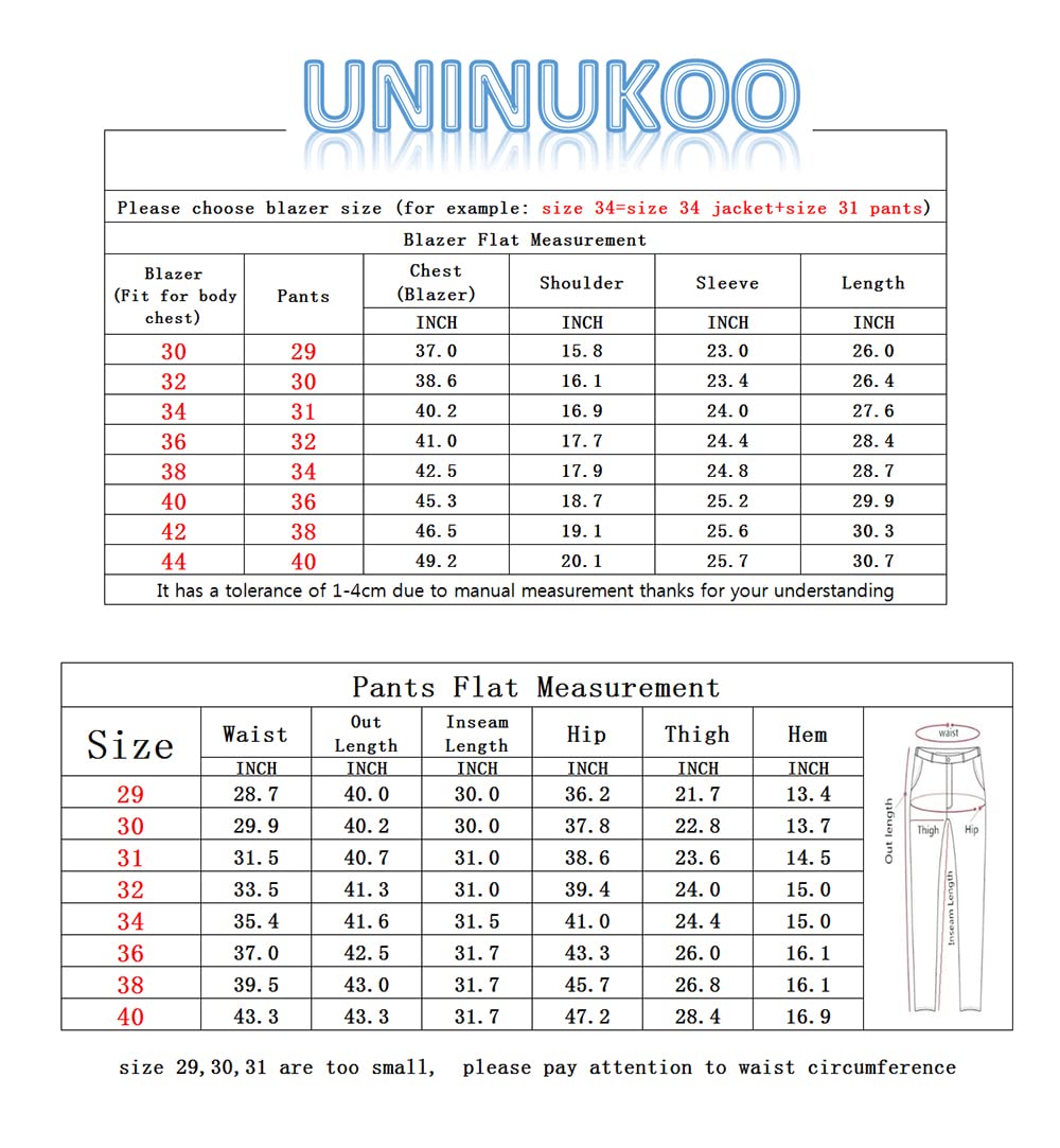 UNINUKOO Mens Suit Slim Fit 1 Button 2 Piece Wedding Party Holiday Solid Color Tux Suits for Men US Size 30 Pink