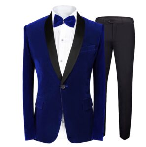 mage male men's velvet 2 piece suit shawl lapel one button slim fit tuxedo blazer party dinner jacket & pants