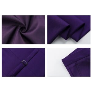 Mens 3 Piece Formal Suits Slim Fit Casual Tuxedo Suit Blazer Two Button Wedding Prom Jackets Vest&Trousers Purple