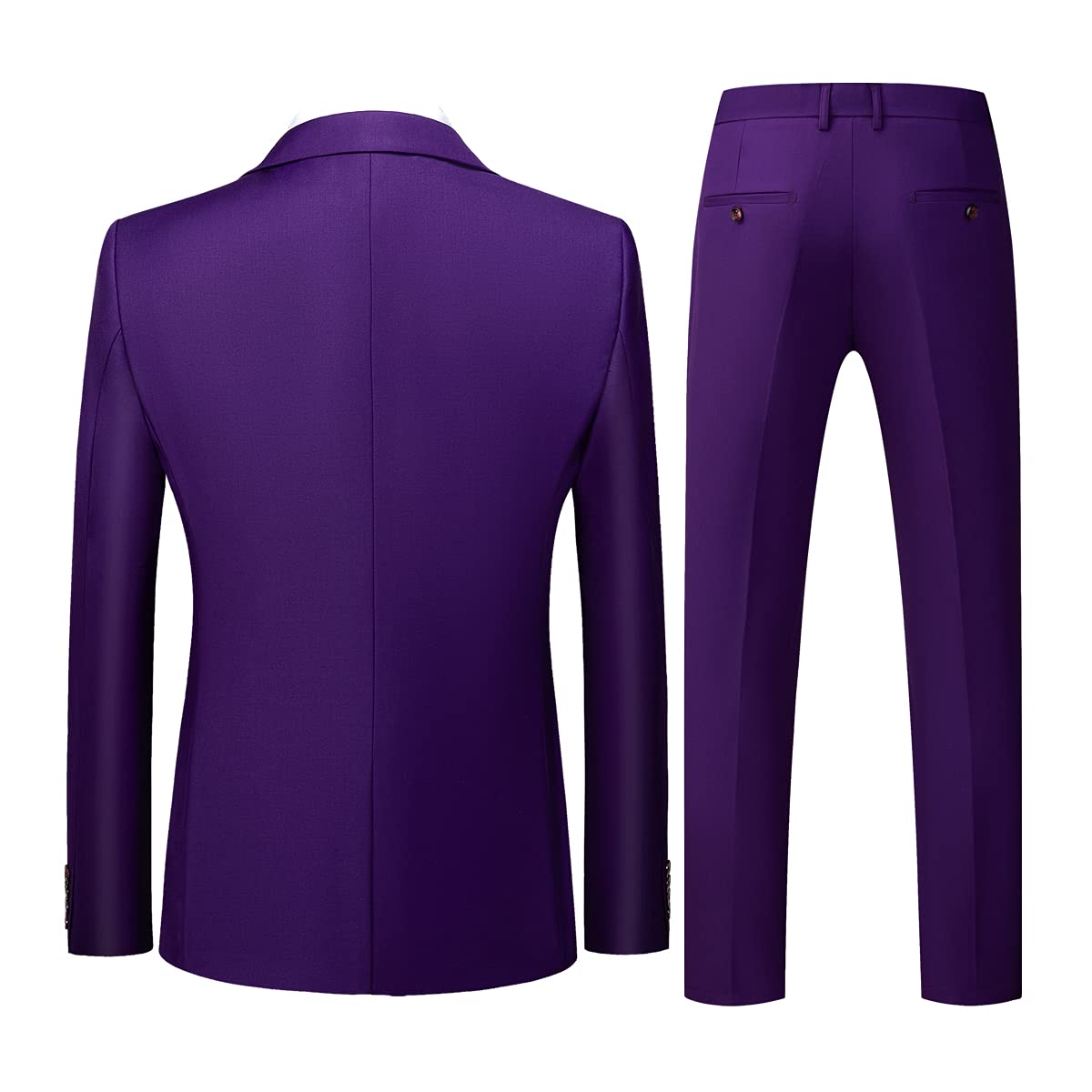 Mens 3 Piece Formal Suits Slim Fit Casual Tuxedo Suit Blazer Two Button Wedding Prom Jackets Vest&Trousers Purple