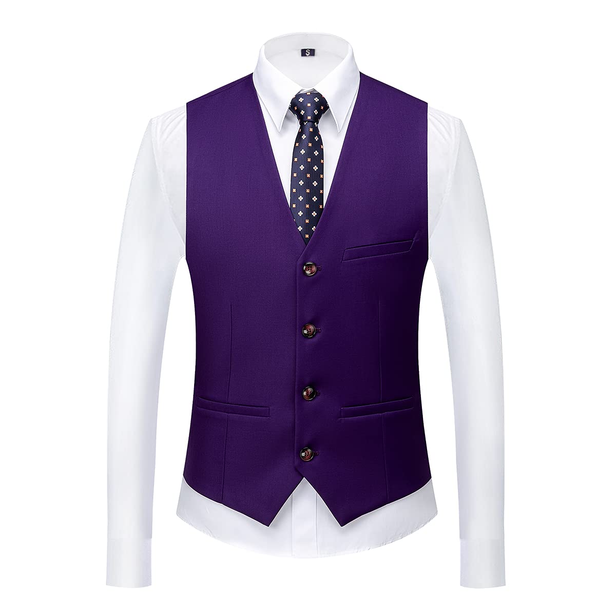 Mens 3 Piece Formal Suits Slim Fit Casual Tuxedo Suit Blazer Two Button Wedding Prom Jackets Vest&Trousers Purple