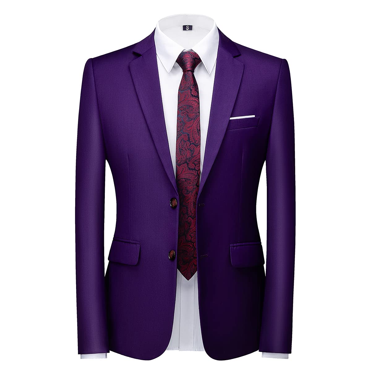 Mens 3 Piece Formal Suits Slim Fit Casual Tuxedo Suit Blazer Two Button Wedding Prom Jackets Vest&Trousers Purple