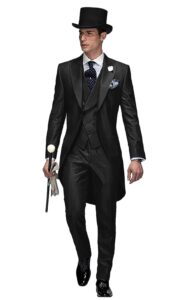 wemaliyzd men's 3 piece wedding suit tailcoat tuxedo long tail collar vest pants(black,38r)