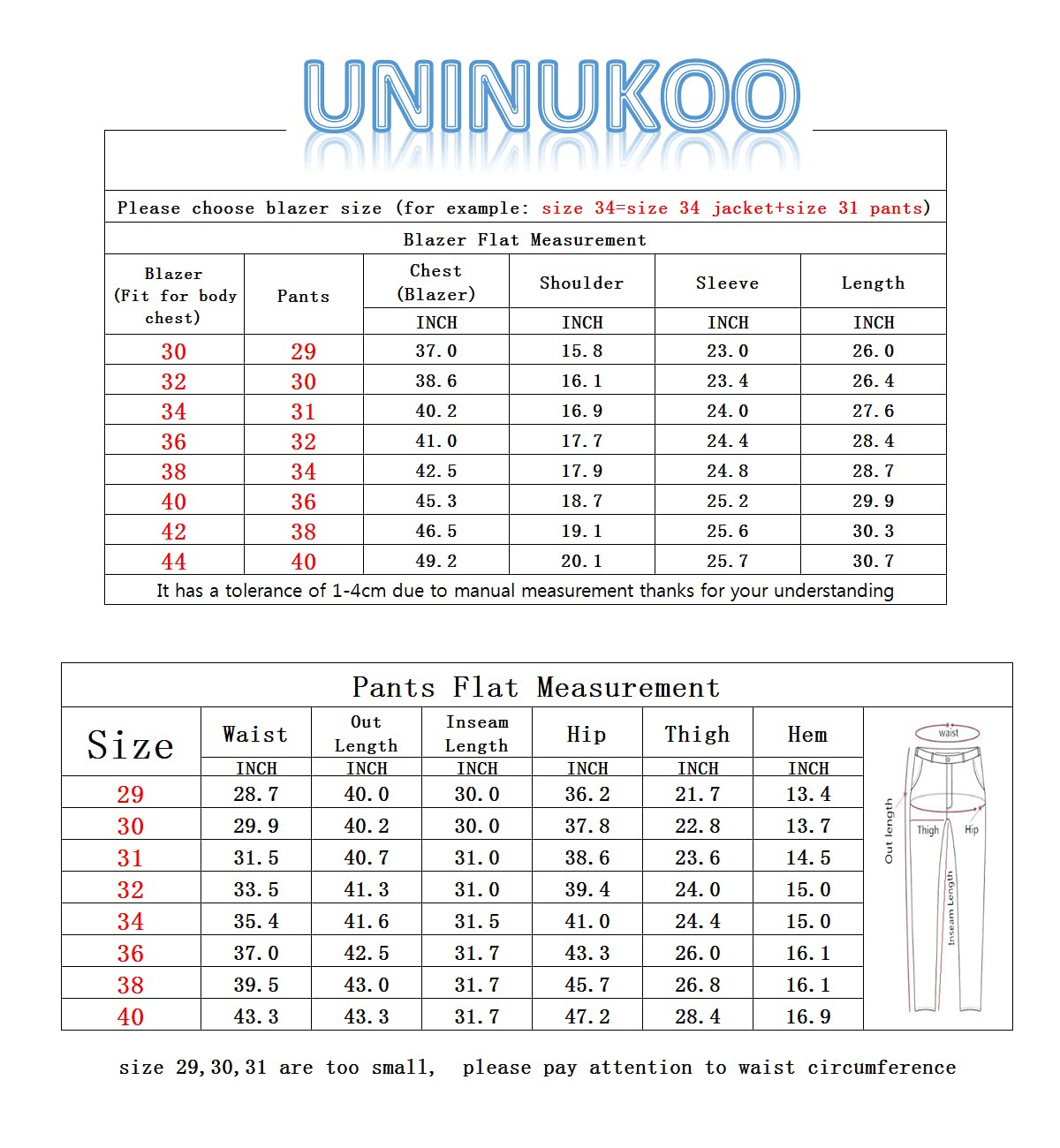 UNINUKOO Men's Suit Slim Fit 2 Button 2 Piece Suits for Men Party Formal Dress Solid Tuxedo Blazer Jacket Pants Set US Size 40 Orange