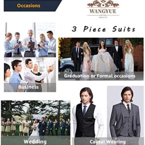 Mens Stylish 3 Piece Dress Suit Classic Fit Wedding Formal Jacket & Vest & Pants Black 4XL