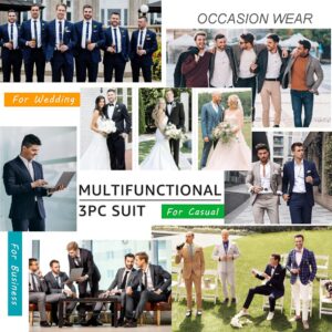 COOFANDY Mens 3 Piece Suits One Button Blazer Jacket Slim Fit Vest Suit Pant with Tie Deep Green