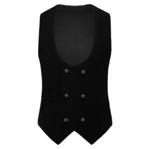 KUDORO Mens Velvet 3 Piece Suits Slim Fit Peaked Lapel One Button Tuxedo Dinner Jacket Vest Pants Suit Black