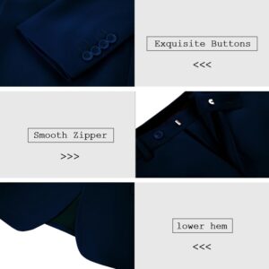 Mens 3 Piece Suit Jacket Vest Pants for Wedding and Formal Events Regular Classic Fit Suits for Men Navy-M