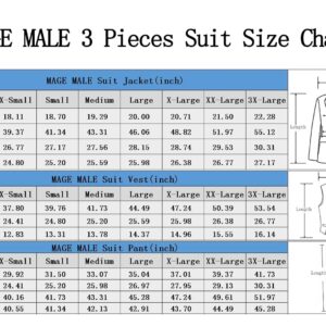 MAGE MALE Men's 3 Pieces Suit Slim Fit Notch Lapel One Button Business Wedding Party Solid Blazer Jacket Vest Pants Set with Tie White