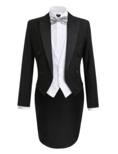 lilis men's fashion 3 piece black tuxedo tails includes tailcoat vest& formal pants