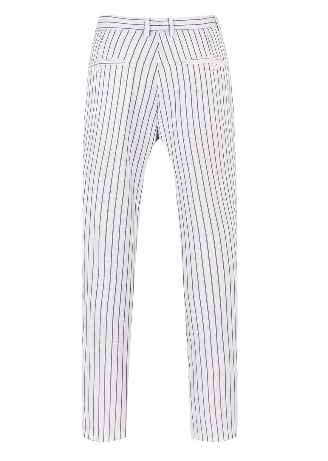 Mens 3 Piece Pinstripe Suit Slim Fit Casual Dress Suits Blazer + Vest + Pants US Size 32 White