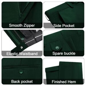 MAGE MALE Mens Tuxedo Suit Set Slim Fit 3 Piece Suit Wedding Prom Suits Patch Pockets Blazer Vest Pants Set with Bow Tie Dark Green