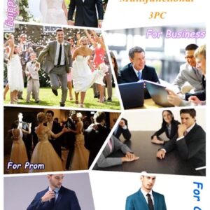 Men's 3 Piece Suit 2 Button Business Wedding Prom Slim Fit Suits Blazer Formal Tuxedo Vest & Trousers Royal Blue XL