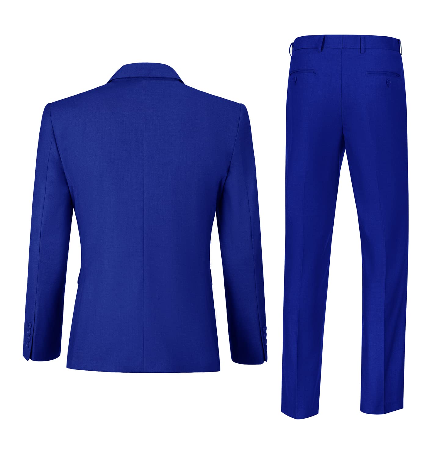 Men's 3 Piece Suit 2 Button Business Wedding Prom Slim Fit Suits Blazer Formal Tuxedo Vest & Trousers Royal Blue XL