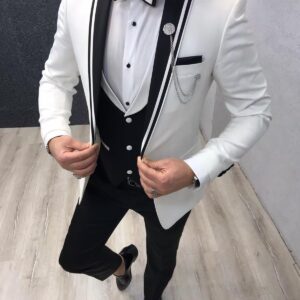 SHUZHXLZANGY Black and Royal Blue Tuxedo for Men Formal Suits for Men Wedding Slim 3 Piece Suit Men S