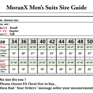 MoranX Casual Men's Suits Regular Fit 3 Piece Double Breasted Wool Plaid Tuxedos Business Blazer+Vest+Pants Wedding…(Gray,46R)