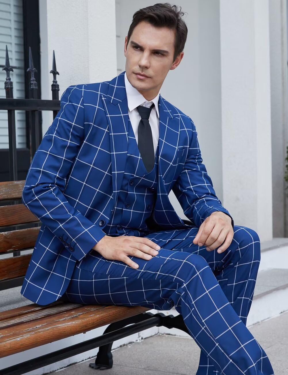 Plaid Suits for Men Hunt Green 3 Peice Checked Suits Slim Fit Suits Formal Wedding Dress Suits Size 4XL