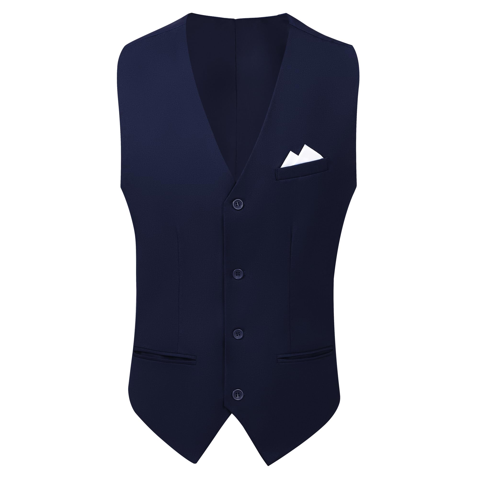 MAGE MALE Mens 3 Piece Suits Slim Fit Tuxedo Suit Set Soild Prom Wedding Suits One Button Blazer Vest Pants Set with Bow Tie Navy Blue