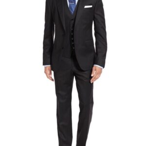 Salvatore Exte Men's 3 Piece 2 Button Vested Suit Set Blazer Pant Plus Tux Vest (40 Short US / 50S EU/W 34", Black)