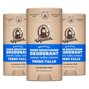 Dr. Squatch Natural Deodorant for Men 3 Pack Fresh Falls – Odor-Squatching Men's Deodorant Aluminum Free (2.65 oz, 3 Pack)