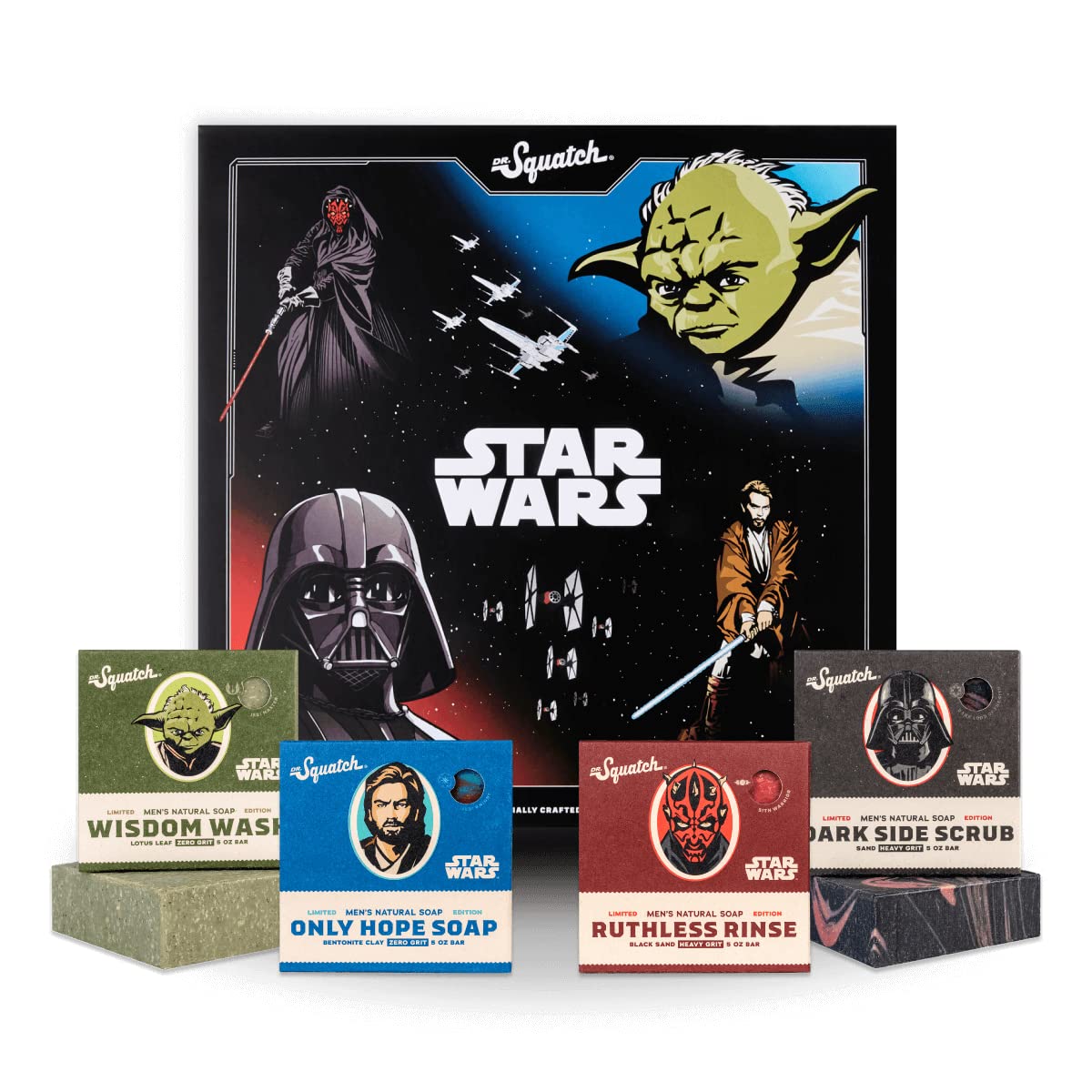 Dr. Squatch The Soap Star Wars Soap Collection Episode 1 with Collector’s Box - Men’s Natural 4 Bar Soap Bundle and Star Wars Soap for Men