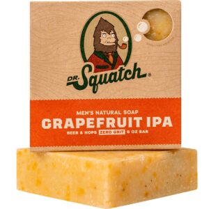 dr. squatch all natural bar soap for men with zero grit, grapefruit ipa