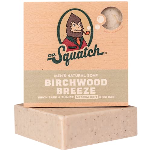 DR SQUATCH All Natural Bar Soap for Men with Medium Grit - Birchwood Breeze 5 Ounce (Pack of 1)