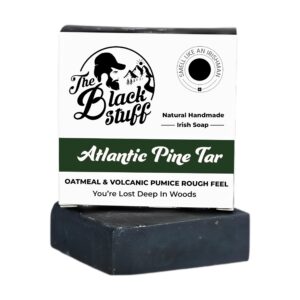 the black stuff pine tar soap - mens bar soap made with pine tar, organic ingredients and essential oils - handmade cold process body soap for men - moisturizing and cleansing organic bath soaps