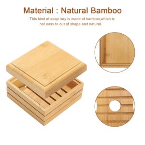 Wood Soap Box, 2pack Bamboo Soap Dish Tray Holder Storage Rack Container Hand Craft Bathtub Shower Dish Accessories Keeps Soap Dry for Bathroom Home Outdoor Hiking Camping Use