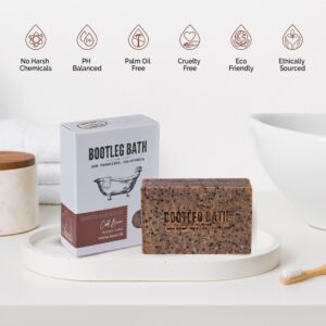 BOOTLEG BATH Natural Bar Soap- Cold Brew Scrub Bar Hempseed Oil and Coffee, Natural Exfoliating Body Soap for Men and Women, Eco Friendly, Handcrafted Body Soap Made in USA, 4.4 oz Each Bar