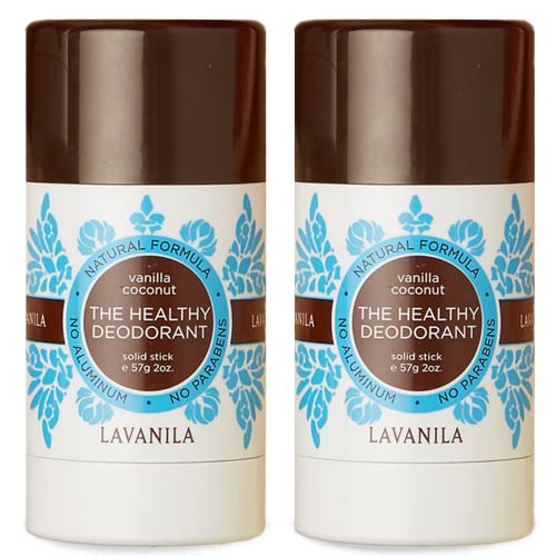 Lavanila Natural Aluminum Free Deodorant 2-Pack, Vanilla Coconut - The Healthy Deodorant for Men and Women, Solid Stick (2 Ounce Each), Vegan