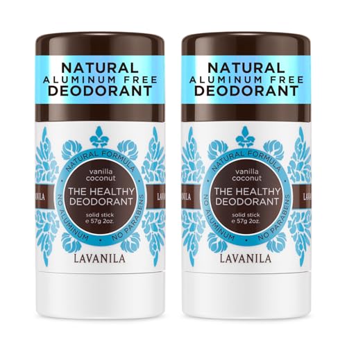 Lavanila Natural Aluminum Free Deodorant 2-Pack, Vanilla Coconut - The Healthy Deodorant for Men and Women, Solid Stick (2 Ounce Each), Vegan