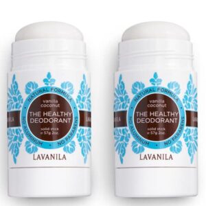 Lavanila Natural Aluminum Free Deodorant 2-Pack, Vanilla Coconut - The Healthy Deodorant for Men and Women, Solid Stick (2 Ounce Each), Vegan