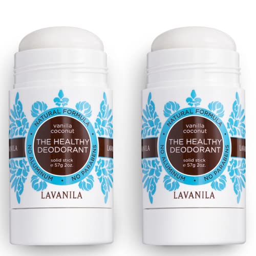 Lavanila Natural Aluminum Free Deodorant 2-Pack, Vanilla Coconut - The Healthy Deodorant for Men and Women, Solid Stick (2 Ounce Each), Vegan