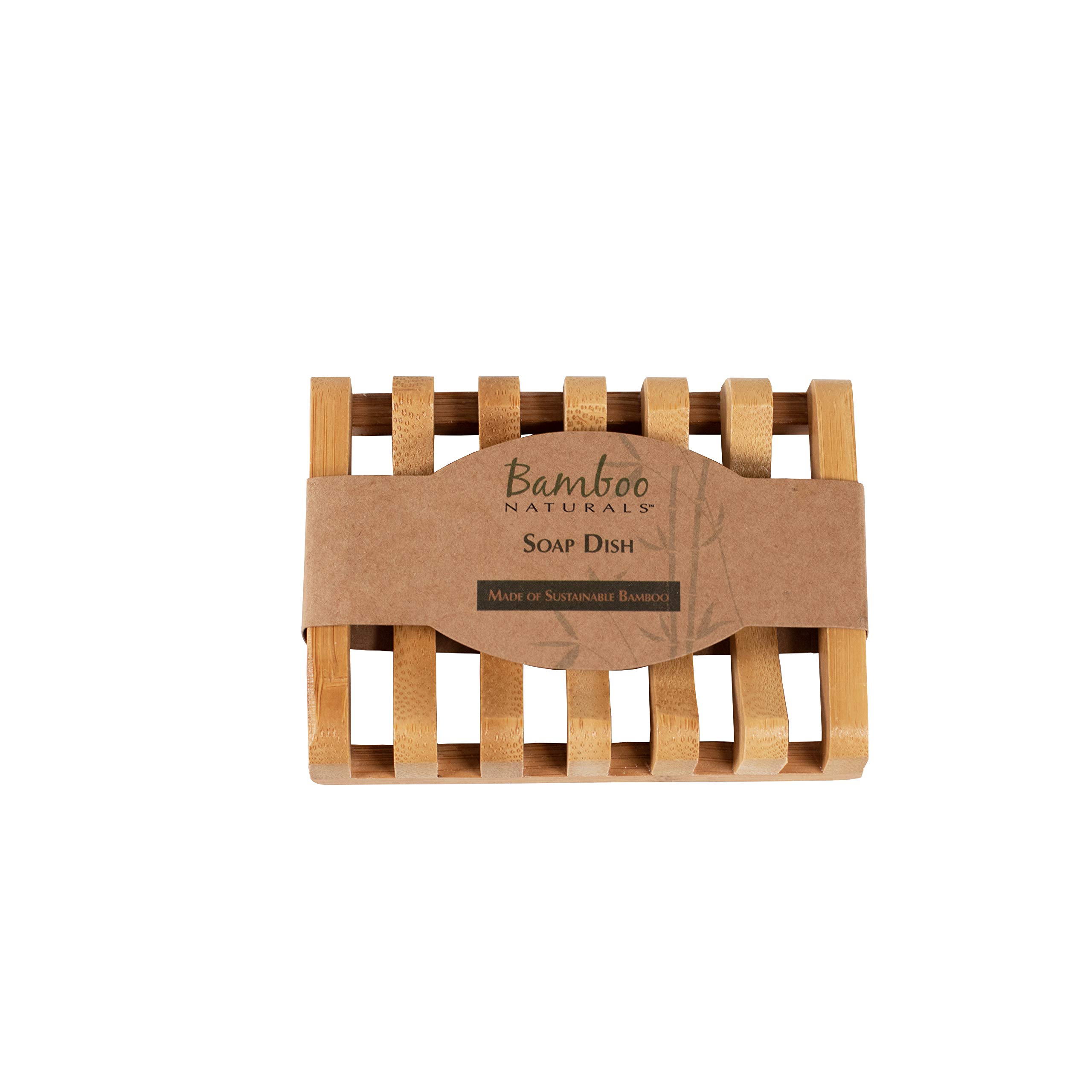 Bamboo Naturals Bamboo Soap Dish For Shower or Sink, 100% Sustainable Bamboo Bar Soap Holder, Stylish Odor Resistant Addition to Bathroom or Kitchen, Pack of 1