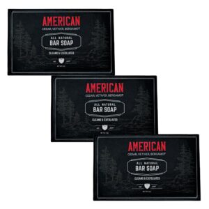 live bearded: all-natural bar soap for men, 3-pack of 3 5 oz. bars, made in the usa - exfoliates, moisturizes - bamboo, charcoal, pumice, coconut, avocado, and argan oils - american scent