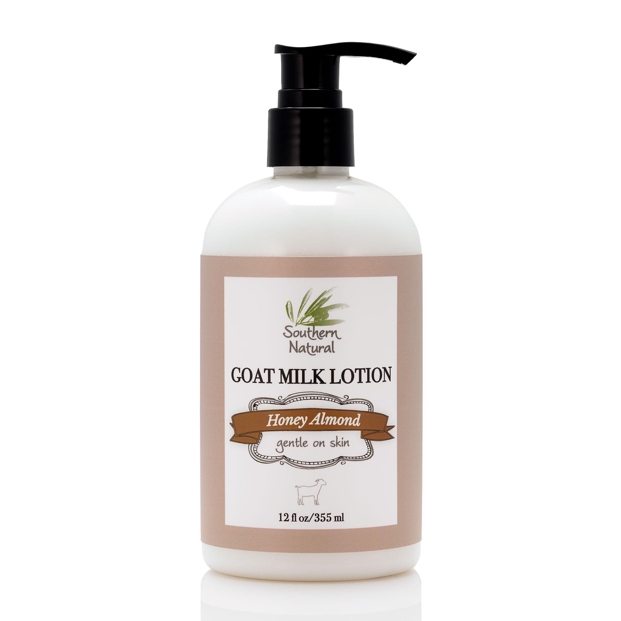 Southern Natural Goat Milk Lotion (12 oz) Face and Body Moisturizer For Dry Skin - Moisturizing Skincare and Hand Cream - Honey Almond Scent