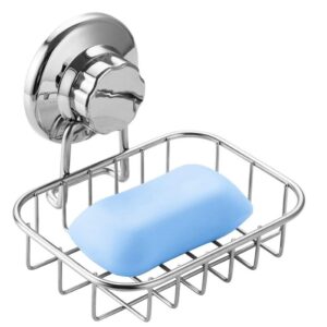 SANNO Suction Cup Soap Holder, Soap Dish Saver Tray Bar Soap Sponge Holder for Shower Wall, Bathroom, Tub and Kitchen Sink stainless steel