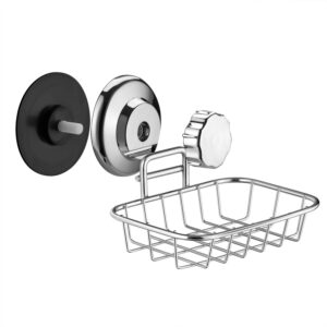 SANNO Suction Cup Soap Holder, Soap Dish Saver Tray Bar Soap Sponge Holder for Shower Wall, Bathroom, Tub and Kitchen Sink stainless steel